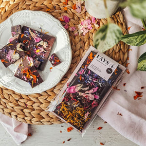 Tablette chocolat noir et fleurs du Québec - Fetes Grenadine