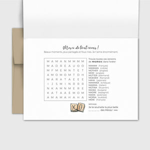 Carte de souhait fêtes des mères - scrabble - Fetes Grenadine