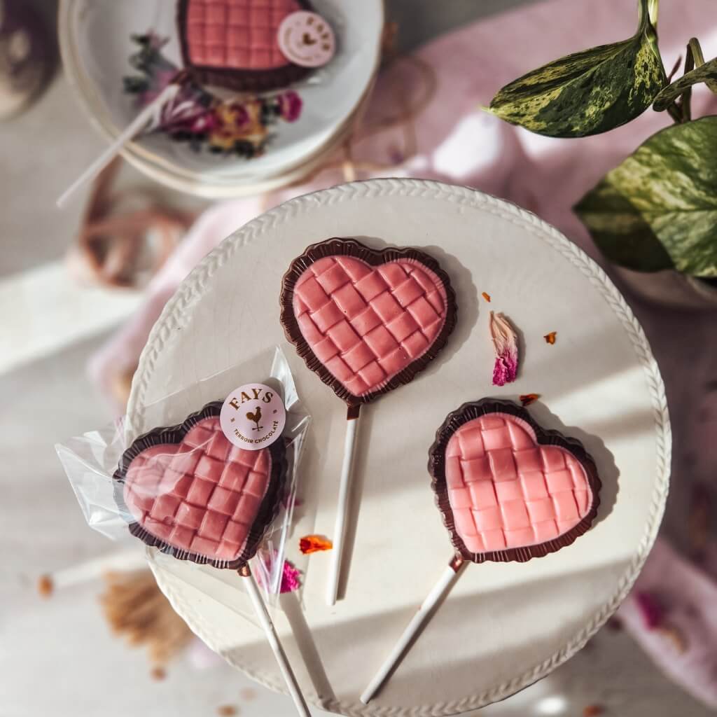 Sucette coeur chocolaté