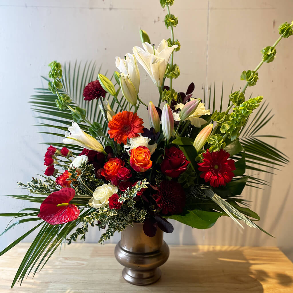 Arrangement floral - Mémoire rouge et bordeaux - Fetes Grenadine