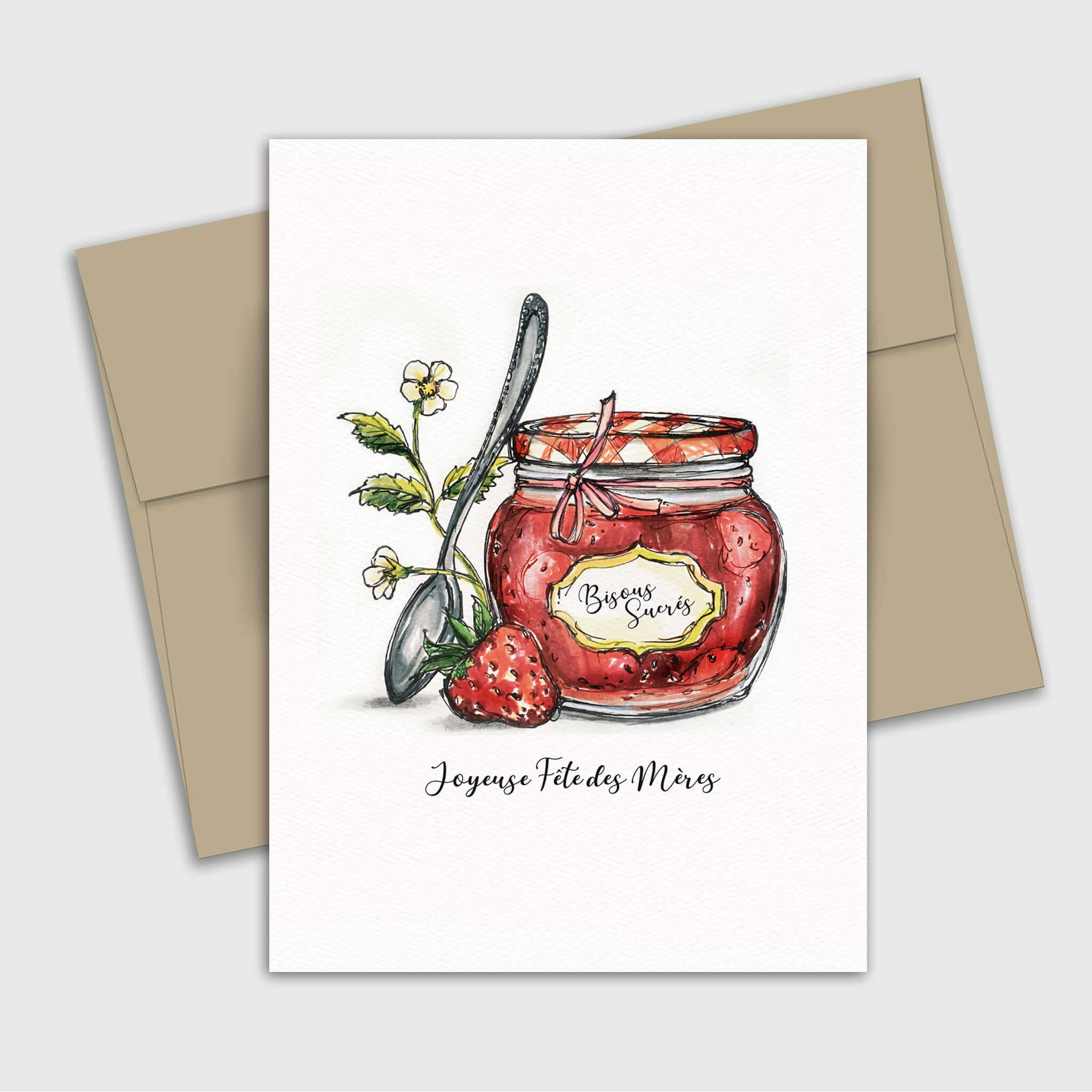 Carte de souhait fête des mères - Confiture sucrée - Fetes Grenadine