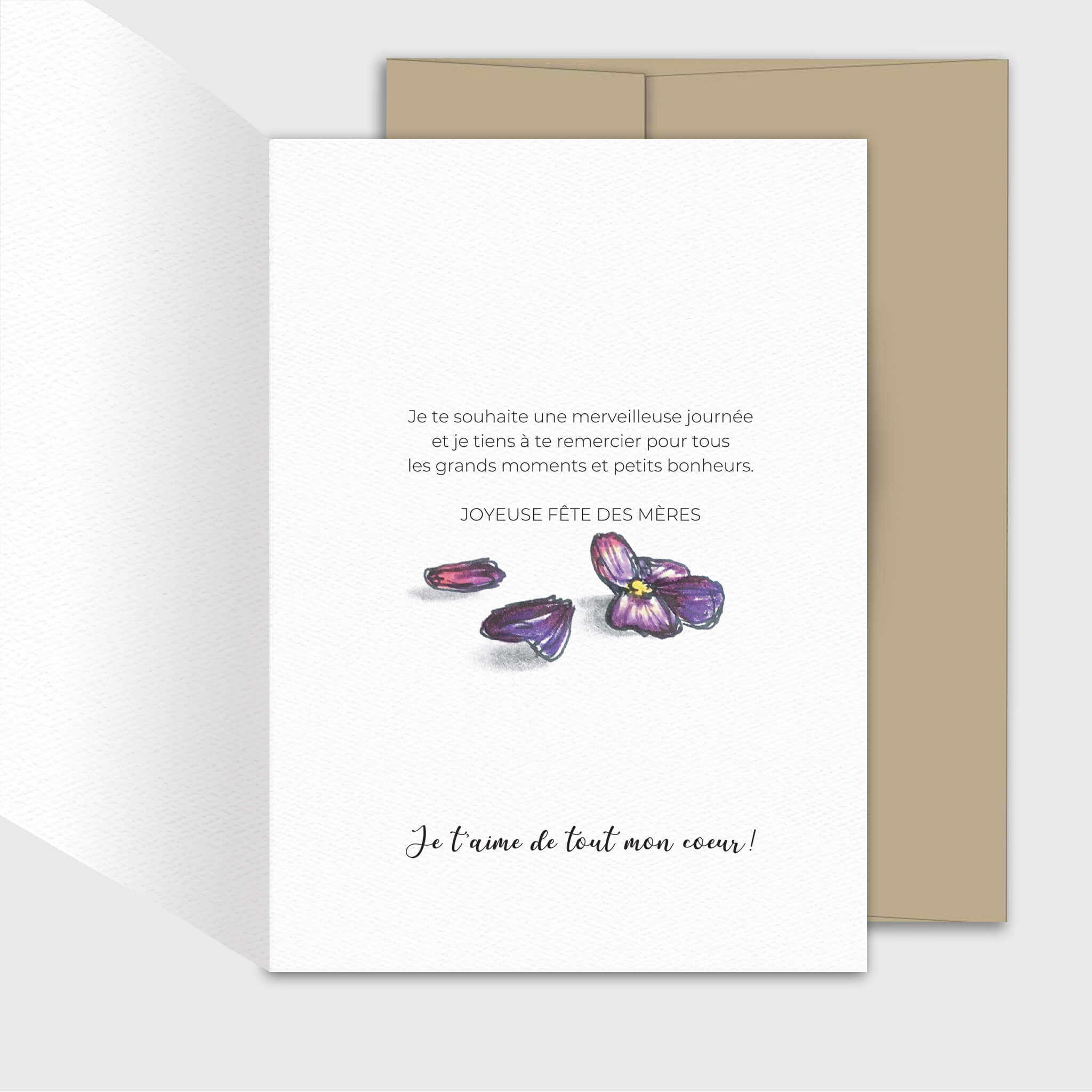 Carte de souhait Fête des mères - Pensées - Fetes Grenadine