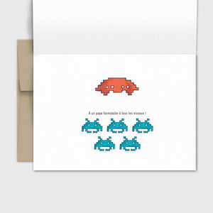 Carte de souhait fête des pères - Gamer retro - Fetes Grenadine